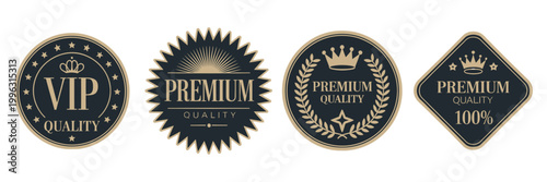High Quality VIP Logo Icon Featuring Crown And Stars, 100 Percent Premium Quality Stamp For Certification And Branding, Luxury Badge Design With Elegant Details, Clean Vector Illustration Isolated On 