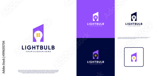 a modern energy logo with a house and a light bulb, a symbol of eco-friendly energy, graphic design inspiration.