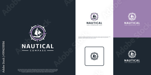 creative logo, with the concept of water travel, marine explorer, graphic vector template.