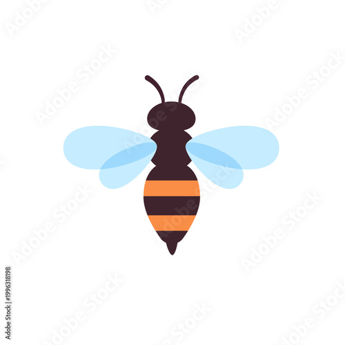 Cute honey bee simple flat icon