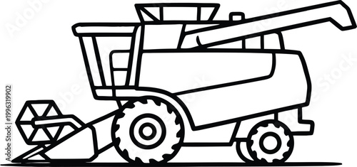 Line drawing of a combine harvester machine  agricultural vehicle
