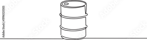 Oil barrel icon hand drawn with single one continuous line. one line art icon drawing vector
