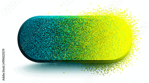 A vibrant, rounded rectangle with a gradient of textured teal to yellow, with a shadow