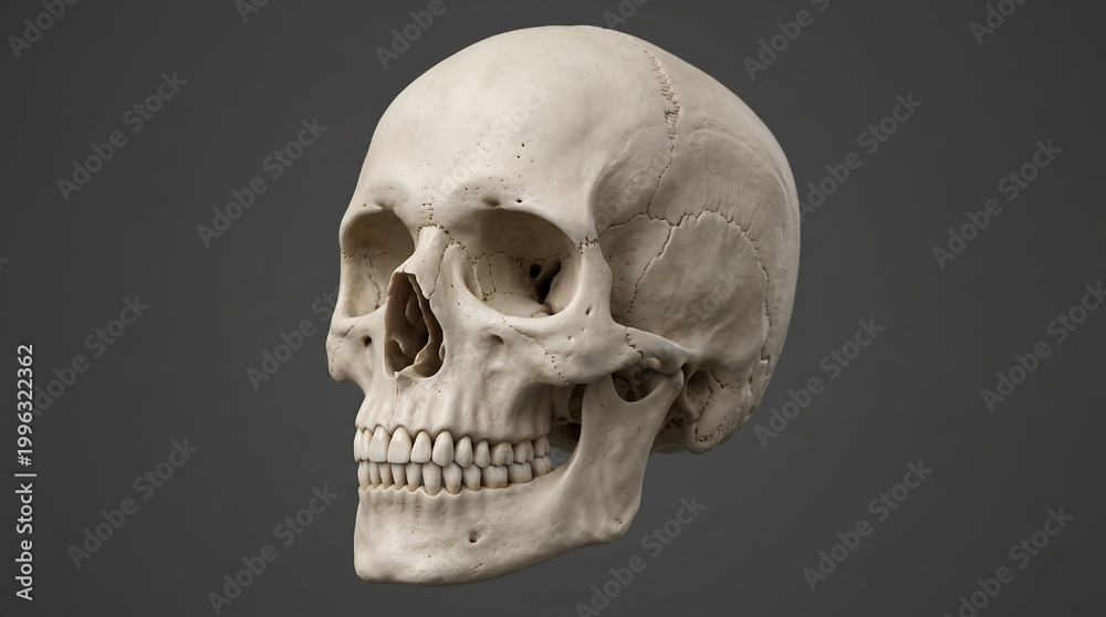 Fototapeta premium Human Skull Side View Isolated Gray.
