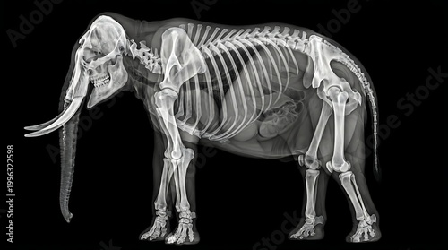 Mammoth skeleton xray image animal.