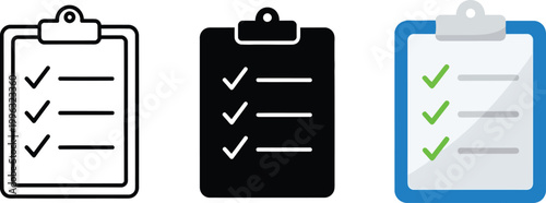 Colorful clipboard icons with checkmarks