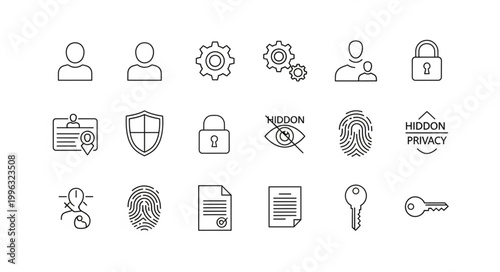Business icons for security and technology.