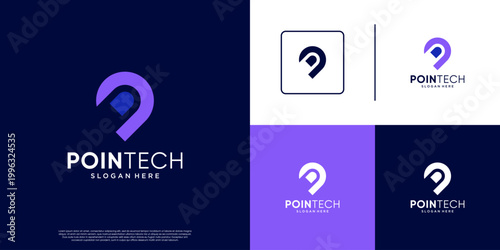 fingerprint based search logo, accurate location, digital services, vector design template.