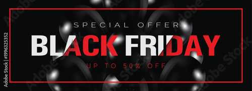 black friday sale banner with dramatic spotlight vector illustration