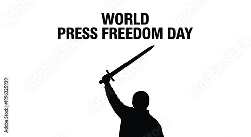 Silhouette of a person raising a sword to celebrate the annual world press freedom day event