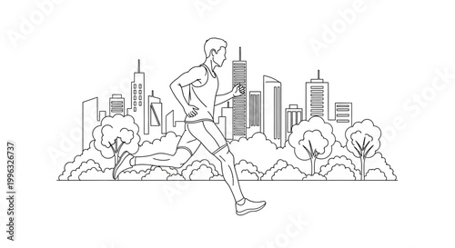 Man jogging in the city park.