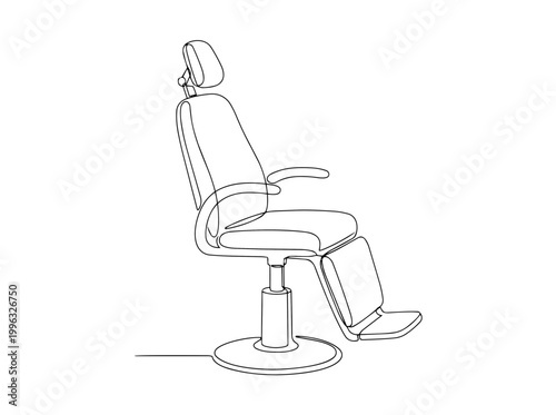 ENT examination chair continuous line drawing. Medical clinic equipment and healthcare concept. Minimalist vector illustration
