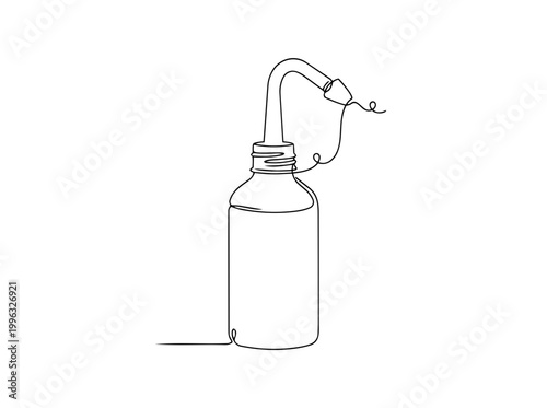 Nasal irrigation bottle. Continuous one line drawing vector illustration