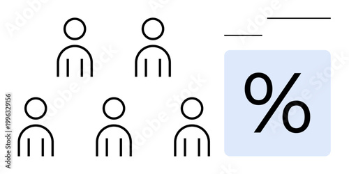 Data analysis, population studies, demographics, survey results, percentage comparison, statistical trends. Minimalist people icons and a percentage symbol. Data analysis and population studies