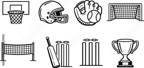 7-Piece Athletic Ball Sports Vector Icon Collection
