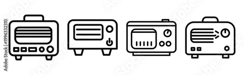 Minimal outline  airflow monitoring device icon set in editable stroke style. Air conditioning icon set.