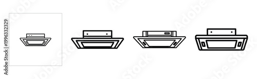 Minimal outline  ceiling ac cassette icon set in editable stroke style. Air conditioning icon set.