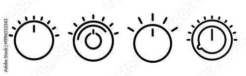 Minimal outline  climate adjustment dial icon set in editable stroke style. Air conditioning icon set.
