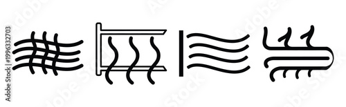 Minimal outline  cooling airflow waves icon set in editable stroke style. Air conditioning icon set.