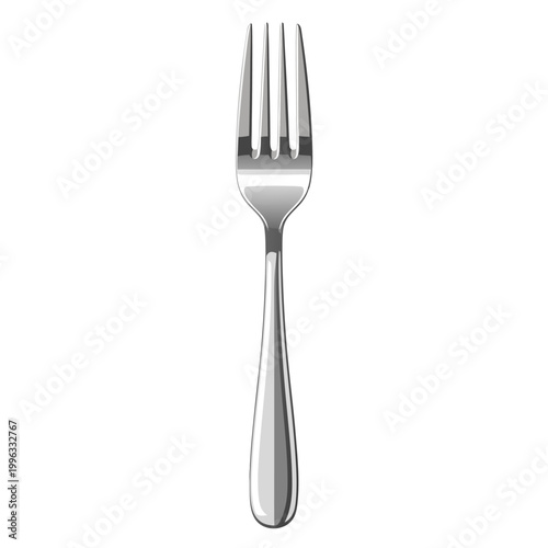 Stainless steel dinner fork isolated on white background