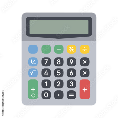 Calculator displaying numeric keys and functions on white background