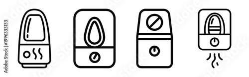 Minimal outline  dehumidifier function outline icon set in editable stroke style. Air conditioning icon set.