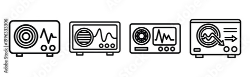 Minimal outline  hvac airflow digital icon set in editable stroke style. Air conditioning icon set.