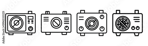 Minimal outline  hvac digital interface icon set in editable stroke style. Air conditioning icon set.