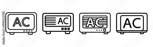 Minimal outline  smart home ac icon set in editable stroke style. Air conditioning icon set.