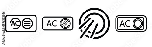 Minimal outline  ac airflow adjustment icon set in editable stroke style. Air conditioning icon set.