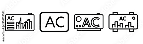 Minimal outline  ac airflow analytics icon set in editable stroke style. Air conditioning icon set.