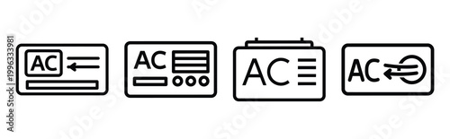 Minimal outline  ac airflow control icon set in editable stroke style. Air conditioning icon set.