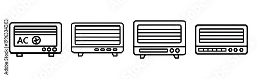 Minimal outline  ac smart cooling icon set in editable stroke style. Air conditioning icon set.