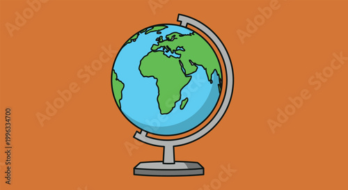 Educational world globe vector, terrestrial earth map sphere, school geography equipment