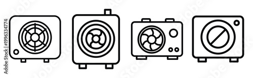 Minimal outline  air cooling sensor icon set in editable stroke style. Air conditioning icon set.