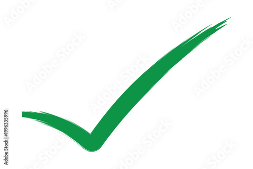 Brush stroke vibrant green verified check mark sign icon isolated on white background hand drawn confirmation business management symbol vector illustration