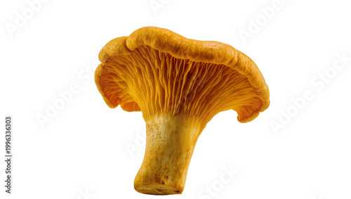 Canvastavla Golden chanterelle mushroom with delicate gills, isolated on transparent backgro