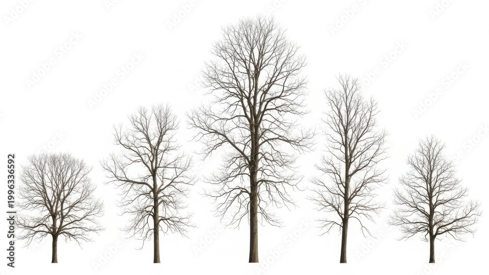 Obraz premium Five bare trees in a row