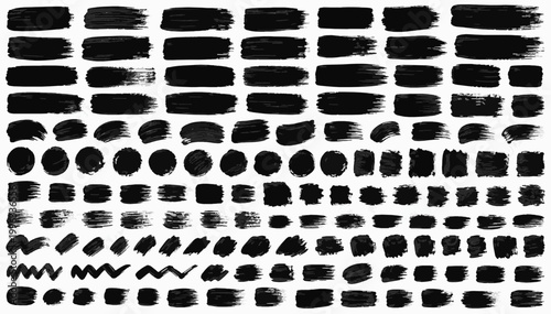 Gouache Stroke Pack. Brush Stroke SVG Vector Set with Black Ink Marks, Grunge Swipes, Smears, Stamps and Designer Texture Elements, gouache strokes, opaque paint marks, painterly swatches