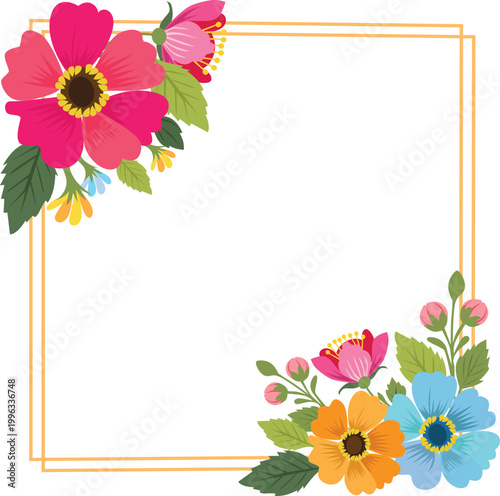 flower border flat style template