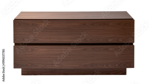 Canvastavla Modern two-drawer wooden nightstand with clean lines, isolated on transparent ba