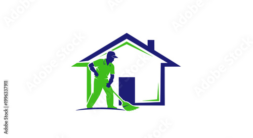 A person cleaning a house exterior.