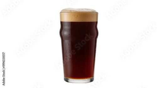 Quadro em tela Dark brown ale beer with thick foamy head, isolated on transparent background