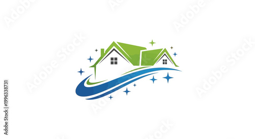 House cleaning service logo design concept.