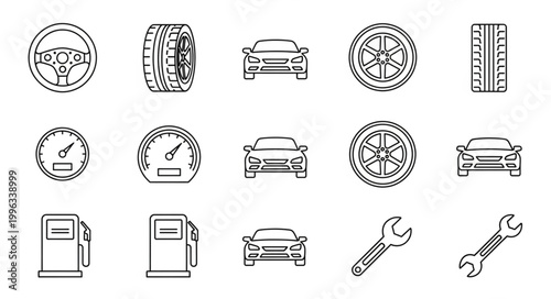 Black and white car service icons.