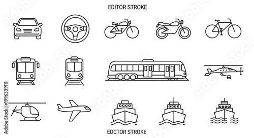 Vehicles Transportation Icons Set.