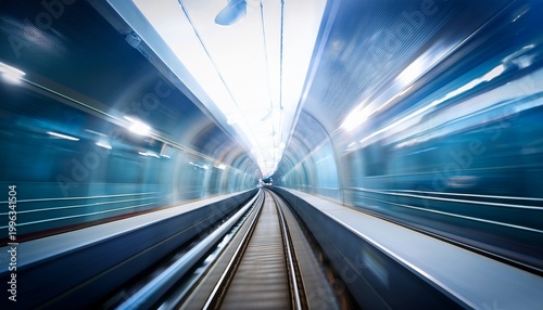 subway train in motion blur