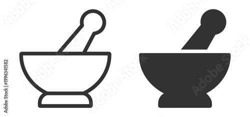 mortar and pestle icon set vector illustration on transparent background