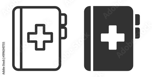 medical book icon set outline and filled vector illustration on transparent background
