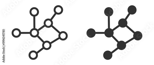 chemical molecule structure icon set outline and solid style vector illustration on transparent background